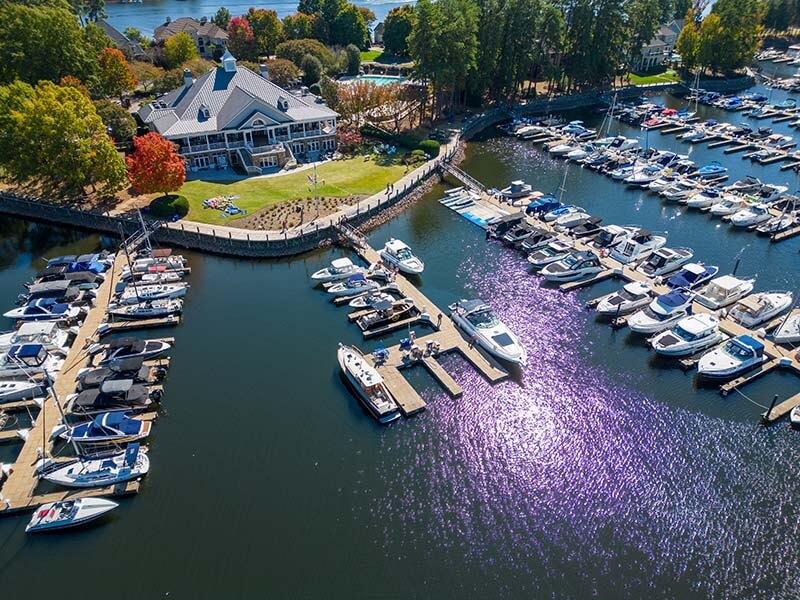 Drone photo of Peninsula Yacht Club boat show